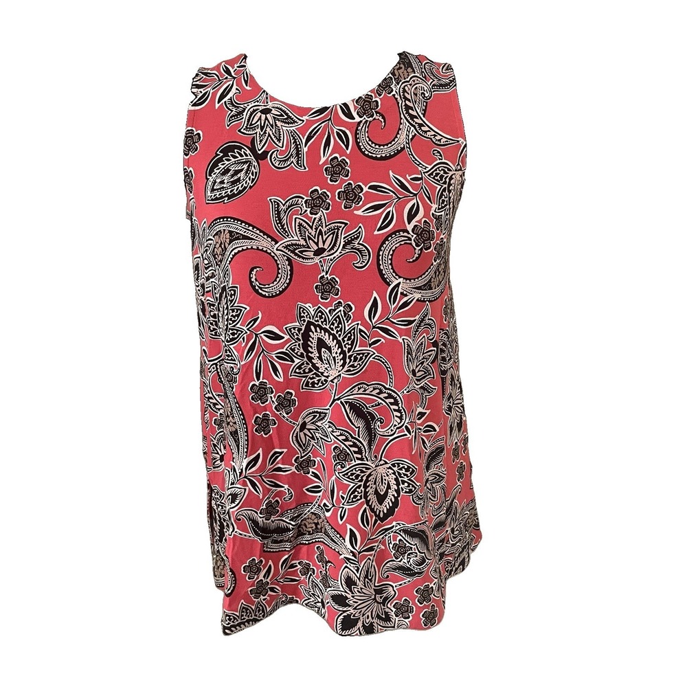 J. JILL Wearever Collection Womens XSP Pink/Multi Paisley Tank Top Shell Stretch